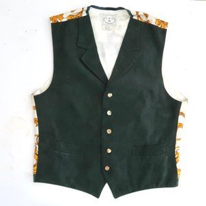 vtg WATHNE Suede & Printed silk vest